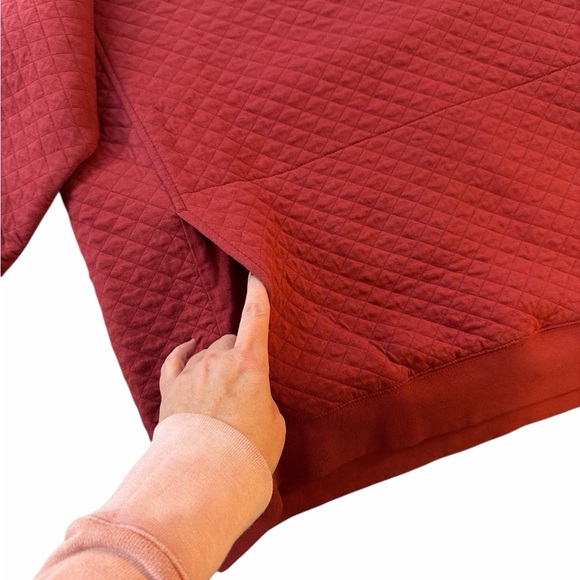 L.L. Bean Quilted Snap Neck Pullover XL Tall Brick Red Sweatshirt - Picture 5 of 6
